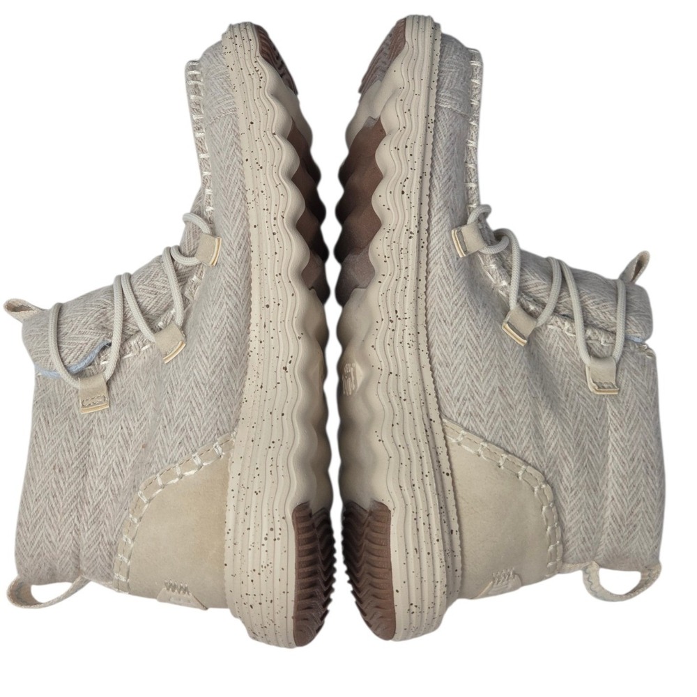 Hey Dude Reyes Heathered Ankle Boots Women 8 Ivory Herringbone Slip On Shoes NEW - Picture 6 of 10